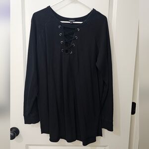 Torrid Black Lace-Up Sweatshirt